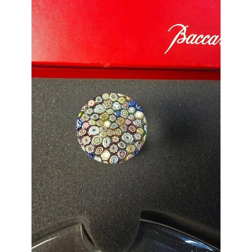 Baccarat Crystal Oceanie Vase Millefiori Cylindrical Stopper Flower Vase